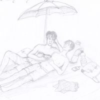 Xiaoge and Wu Xie relaxing on a beach